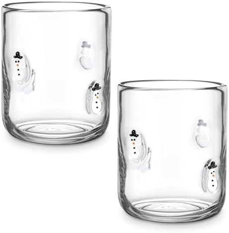 Skylety 2 Pcs Christmas Icon Juice Glass - 14 oz Snowman Stemless Drinking Glass Cup for Holiday ... | Amazon (US)