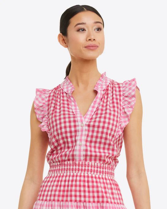 Sleeveless Button Down in Pink Gingham | Draper James (US)