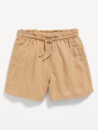 Paperbag-Waist Linen-Blend Pull-On Shorts for Toddler Girls | Old Navy (US)