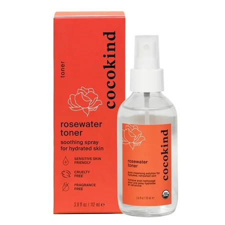 Rosewater Facial Toner by Cocokind Multipurpose Spray to Set Makeup Double Cleanse and Balance Skins pH Made with Rose Hydrosol 4 Fl Oz C3 | Walmart (US)