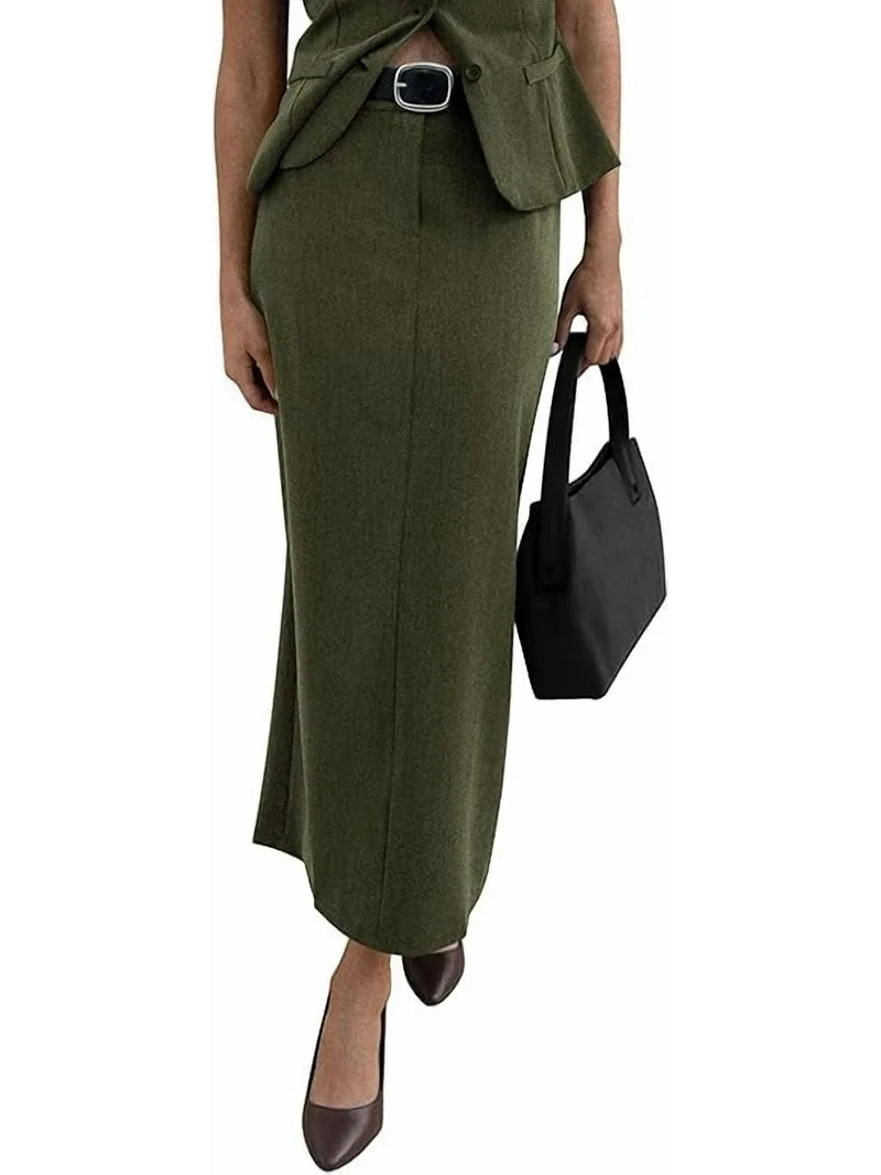 PRETTYGARDEN Women's Fall Maxi Pencil Skirt High Waisted Slit Work Office Trendy Long Skirts Busi... | Walmart (US)