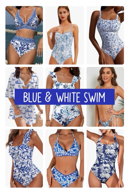 Blue & white swimsuit, blue & white bikini, grandmillennial swim 

#LTKFindsUnder100 #LTKSwim #LTKFindsUnder50