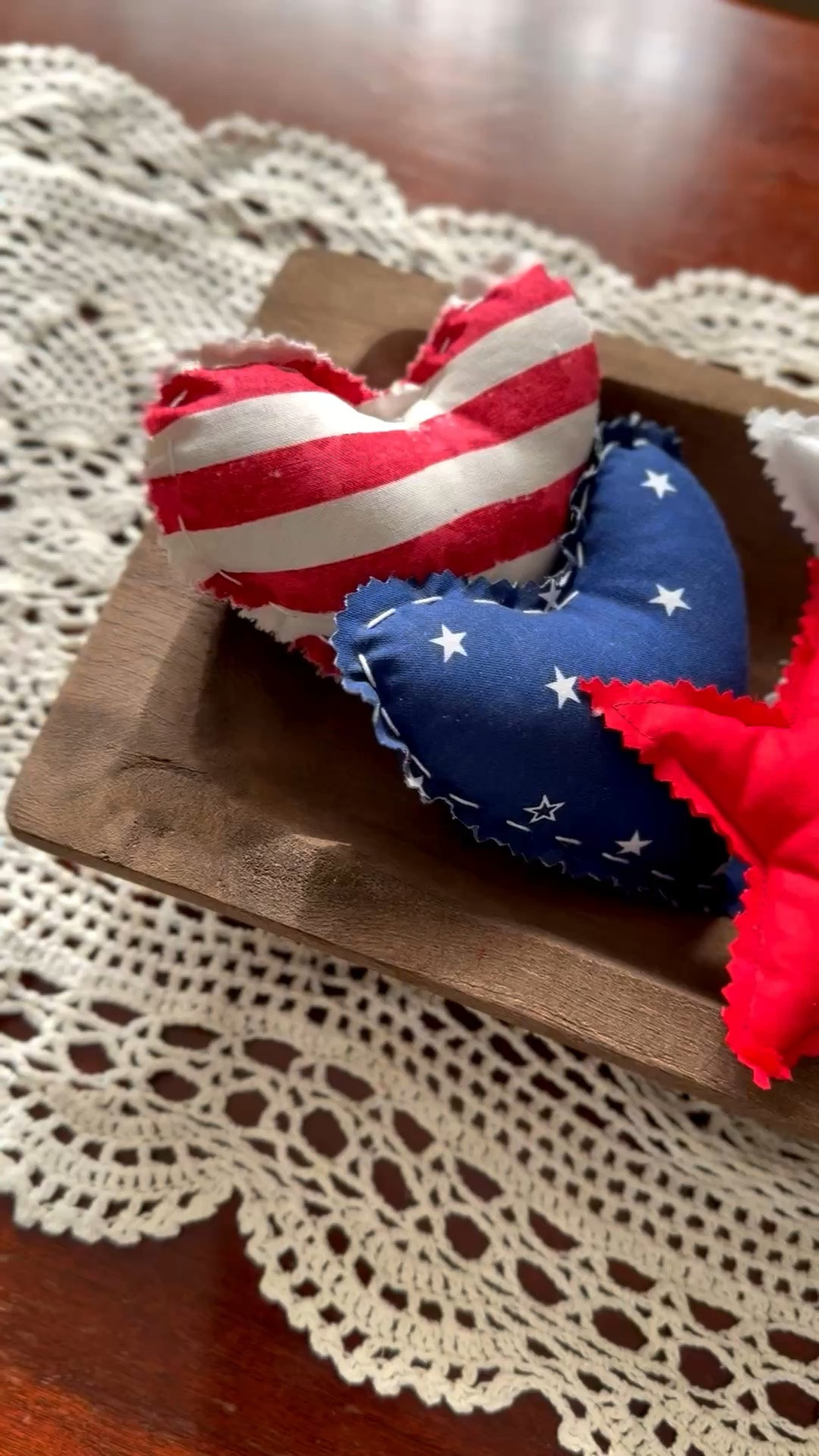 Cute coffee table decor for Memorial Day and Fourth of July
