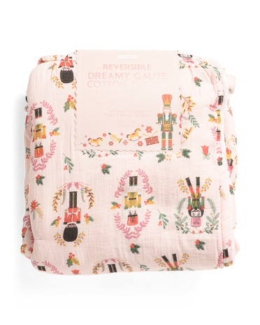 Nutcracker Gauze Reverses To Plush Throw | TJ Maxx