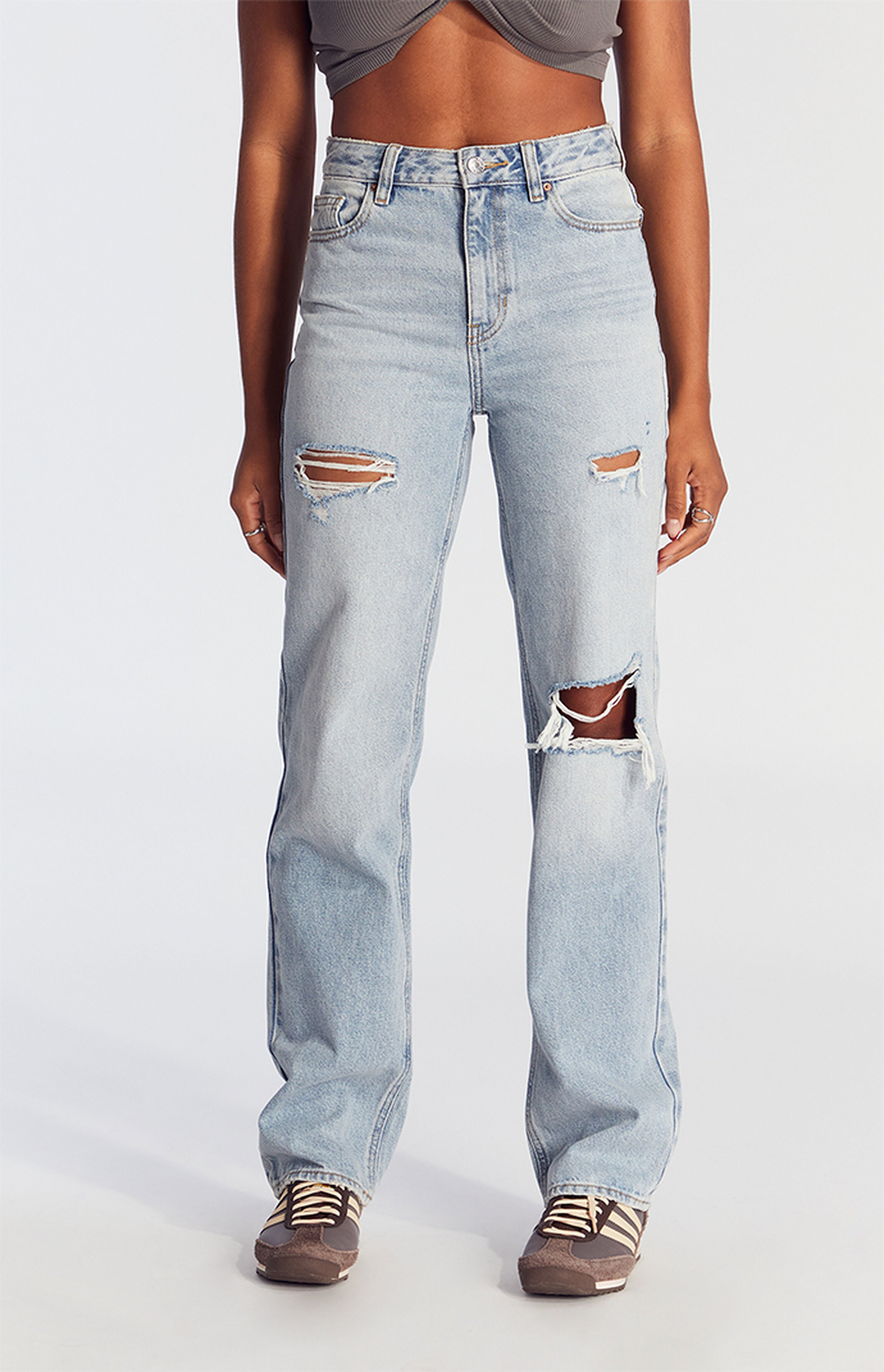 Pacsun '90s Boyfriend Jeans Ripped Light Indigo | PacSun