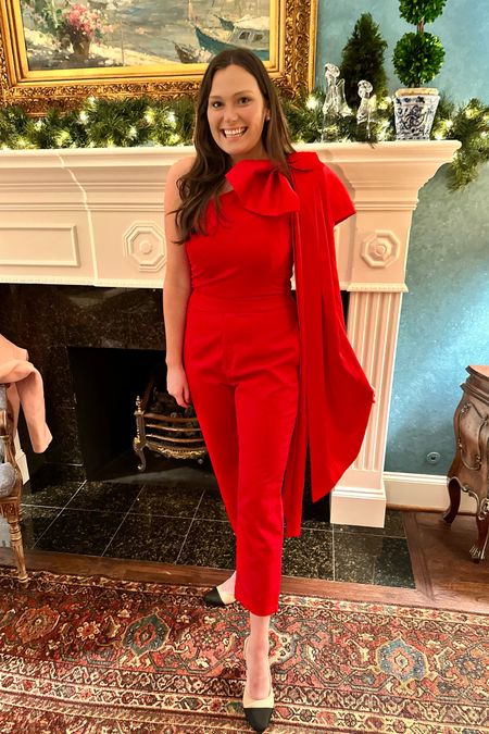Red bow jumpsuit - the perfect party piece 

#LTKHoliday #LTKparties #LTKwedding