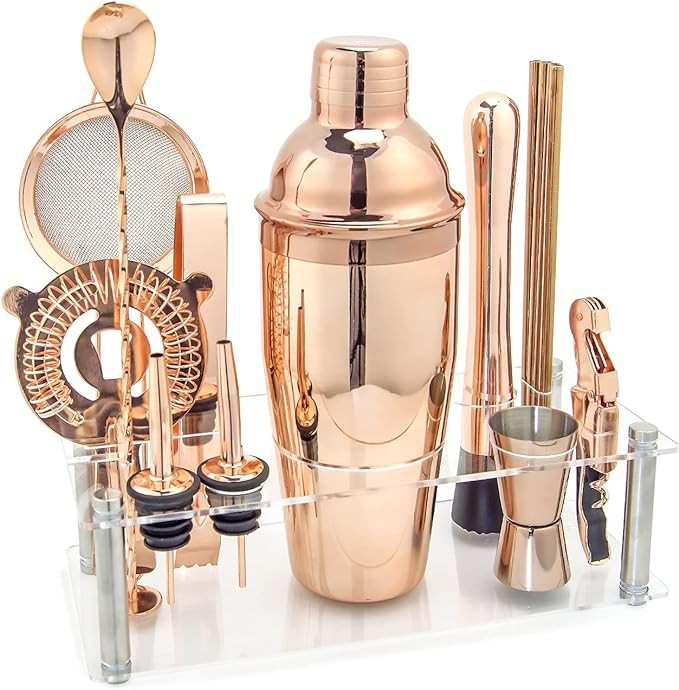 VG Cocktail Shaker Set with Acrylic Stand | 14 Pieces Mixology Bartender Kit | Bar Tools Set with... | Amazon (US)