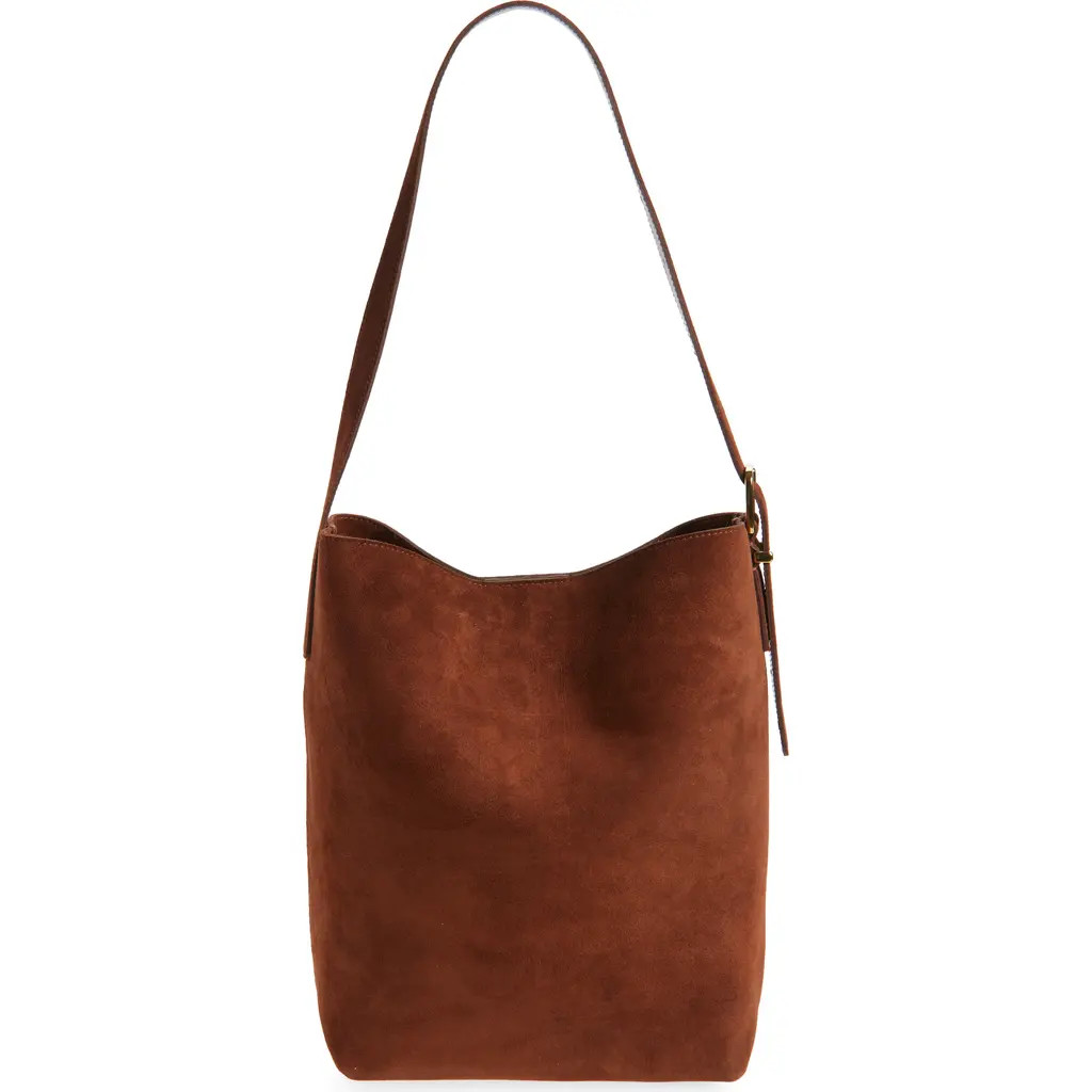 Madewell Essentials Suede Bucket Bag in Soft Mahogany at Nordstrom | Nordstrom