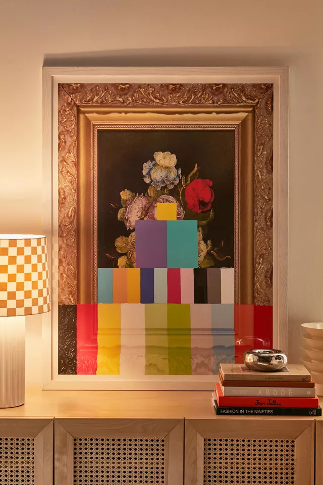 Chad Wys A Painting Of Flowers With Color Bars Art Print | Urban Outfitters (US and RoW)