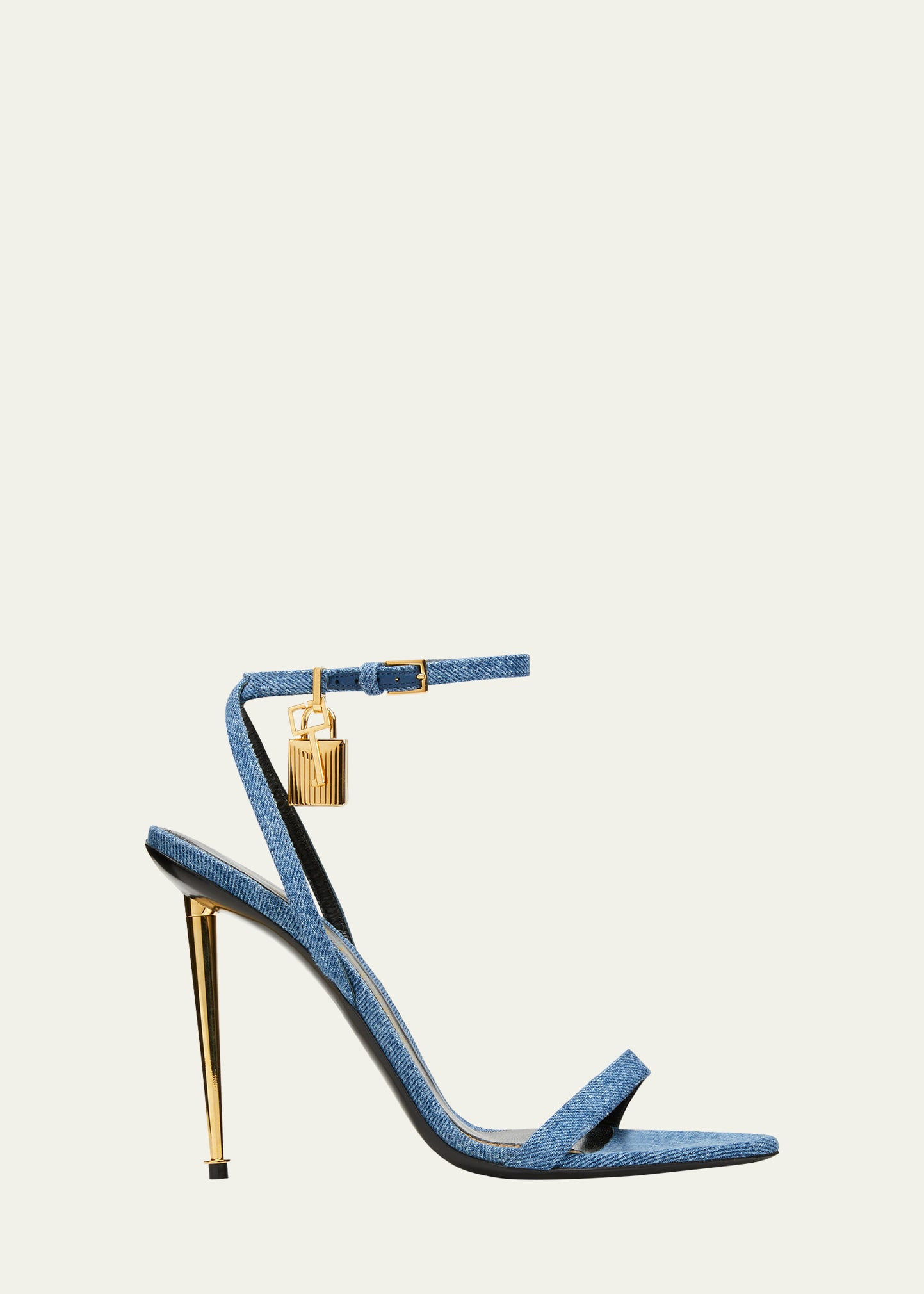 TOM FORD Denim Lock & Key Stiletto Sandals | Bergdorf Goodman