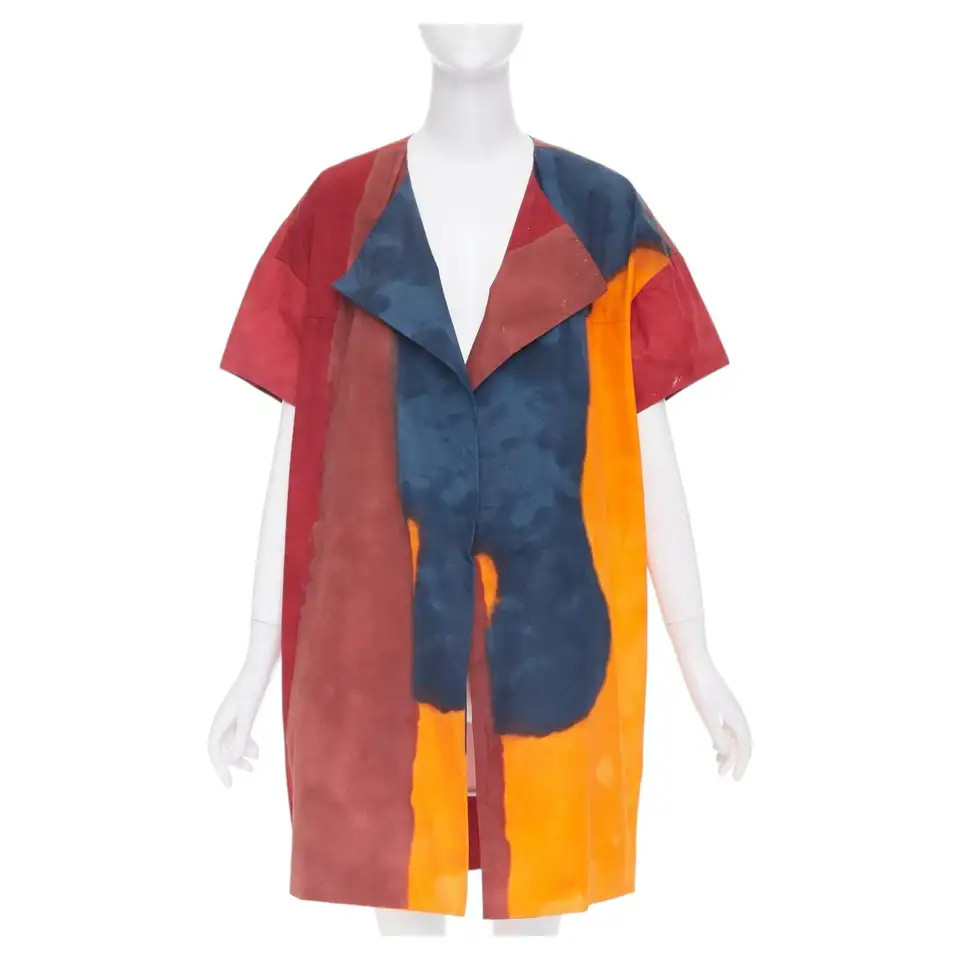 MARNI 2018 painterly abstract colorblock cotton poplin over coat  IT42 M | 1stDibs
