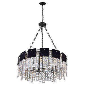 CWI Lighting Glacier 10-light Down Contemporary Metal Chandelier in Nickel | Cymax