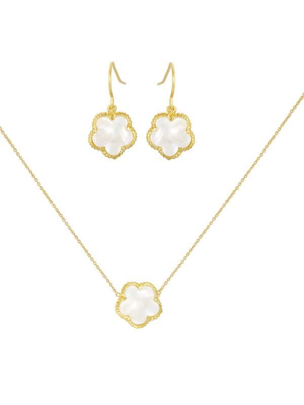 Flower 14K Goldplated & Mother-Of-Pearl Pendant Necklace & Hook Earrings Set | Saks Fifth Avenue OFF 5TH