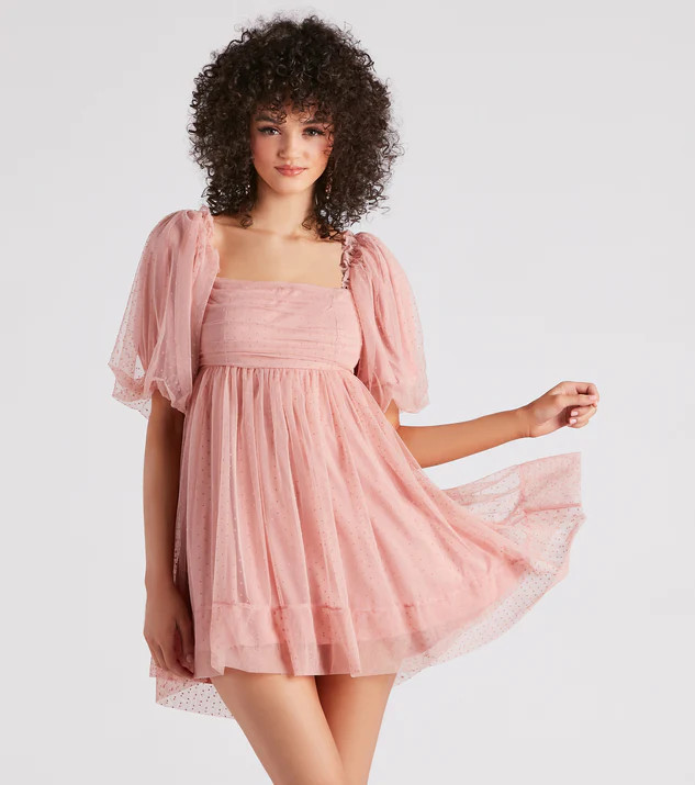 Whimsical Muse Chiffon Swiss Dot Skater Dress | Windsor Stores