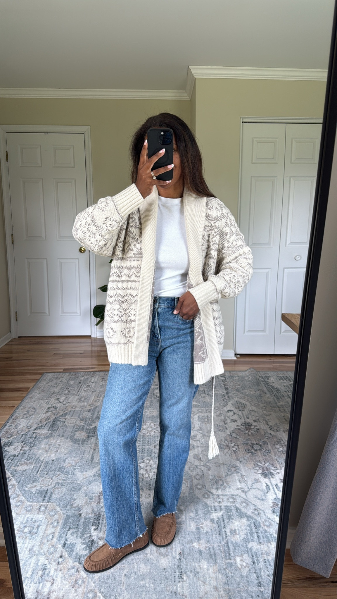 Wearing a small in cardigan and size 27 regular in the jeans   

Use code “DENIMAF” at checkout for extra 15% off

#LTKgrwm #LTKootd #LTKOver40