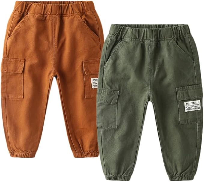 Feidoog Toddler Baby Boys 2/3 Pack Sweatpants Solid Cotton Elastic Waist Trousers Active Jogger P... | Amazon (US)
