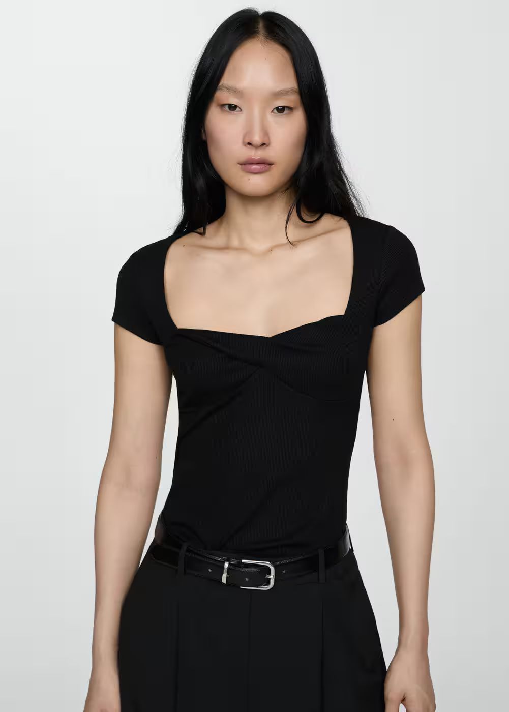 Draped neckline t-shirt -  Women | Mango United Kingdom | MANGO (UK)