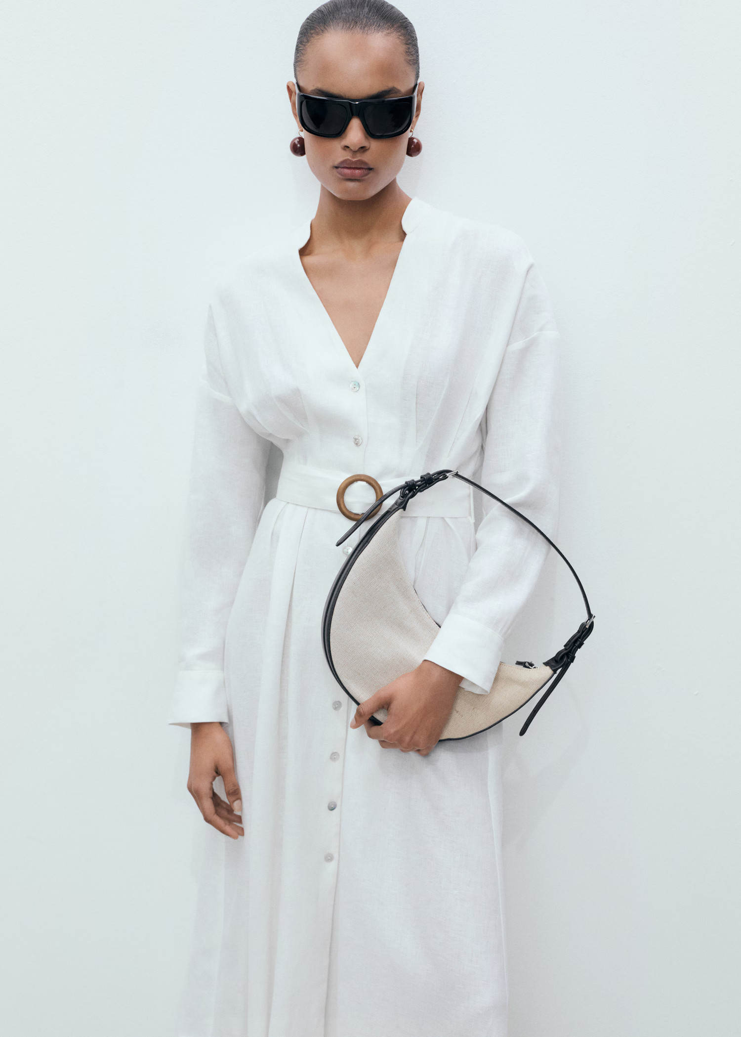 Linen-blend shirt dress | Mango Canada