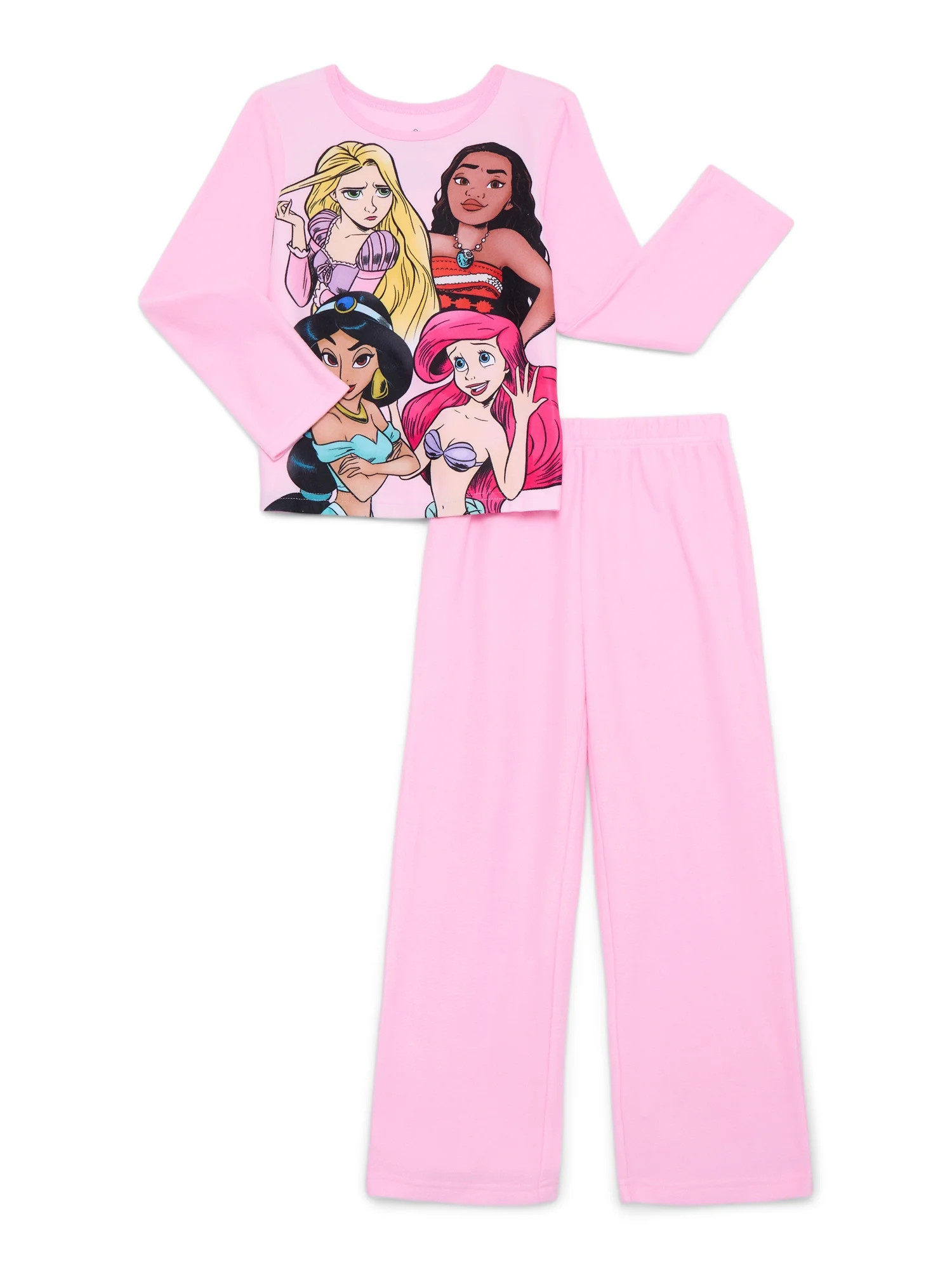 Disney Princess Girls Long Sleeve Top and Pants, 2-Piece Pajama Set, Sizes 4-12 - Walmart.com | Walmart (US)