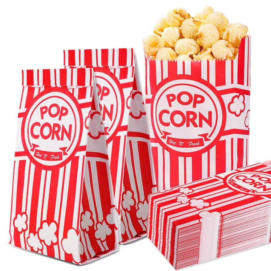 VOISEN Paper Popcorn Bags,100 Pack 1oz Popcorn Bags Individual Servings, Popcorn Bag Bulk for Pop... | Amazon (US)
