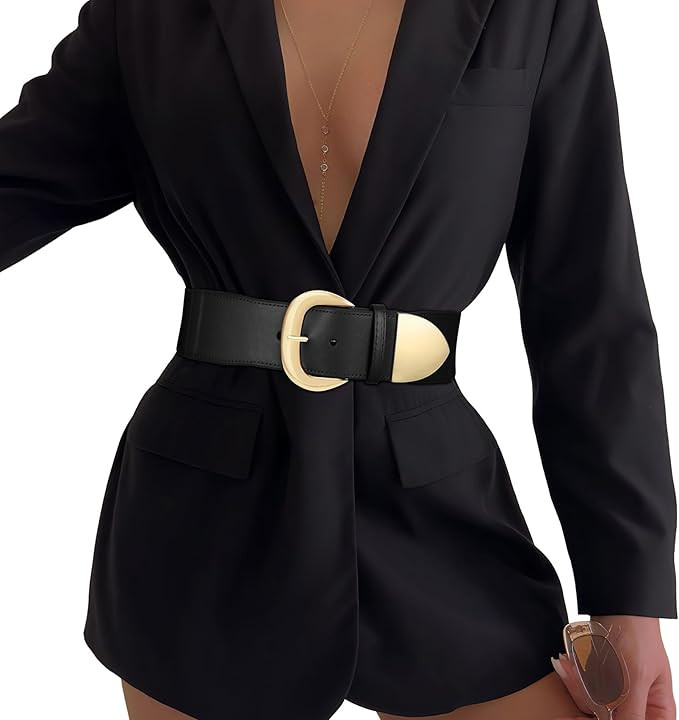 Women Wide Elastic Waist Belt for Dresses Fashion Thick Stretchy Belt for Trendy | Amazon (US)