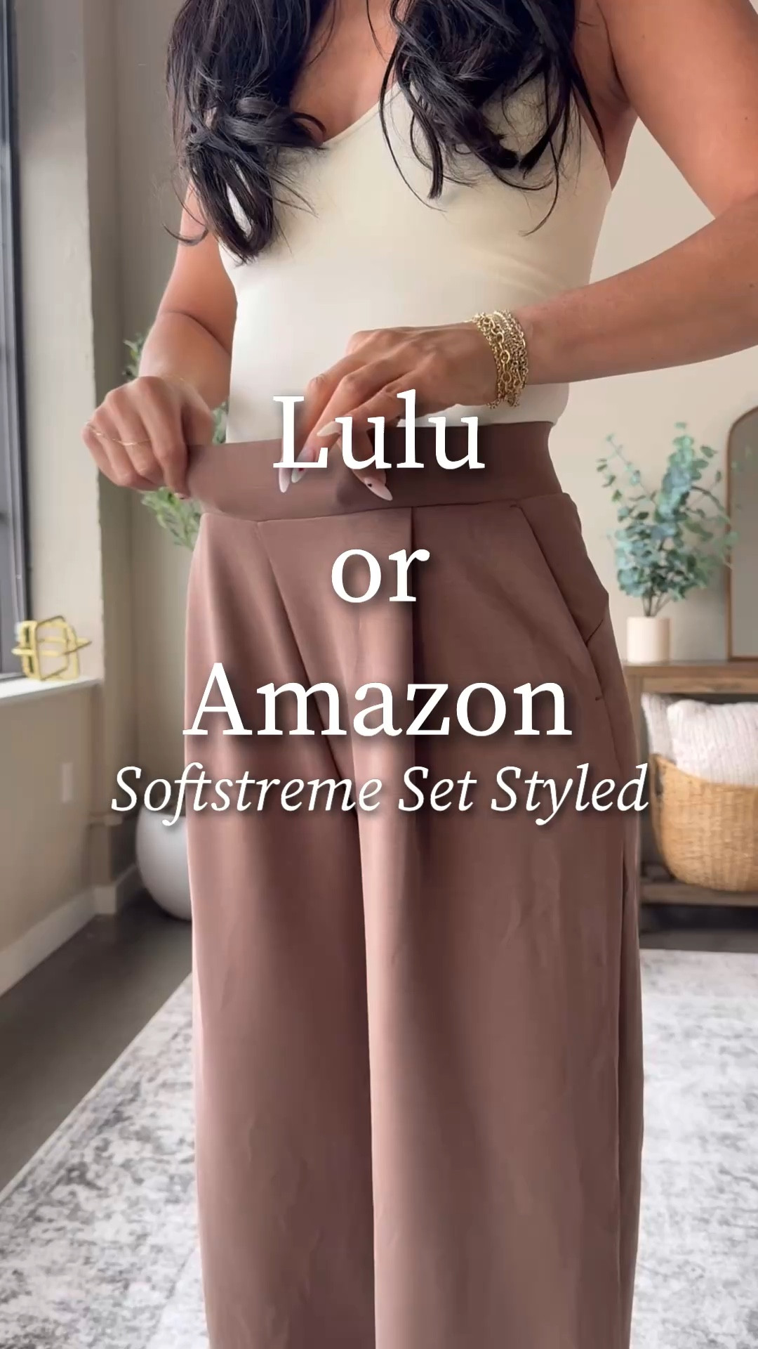 Amazon Softstreme look for less 
Color: Nutria 
Medium Pants- sized up 
Top- small 
Sweater- small 
All Saints look for less 
Denim top- small 

#LTKNYFW #LTKSaleAlert #LTKU