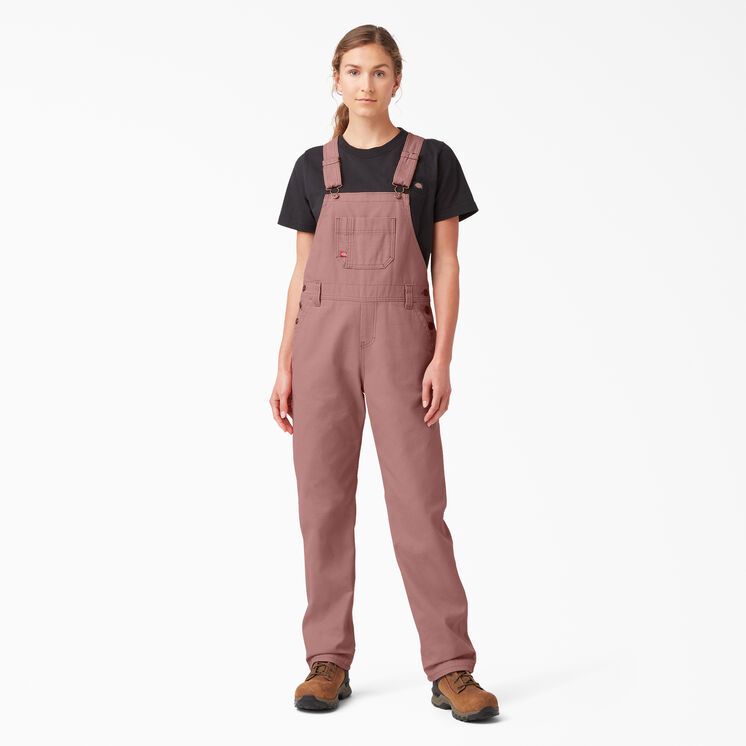 Women's Relaxed Fit Bib Overalls, Rinsed Ash Rose | Dickies