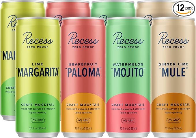 Recess Zero Proof Craft Mocktails, Alcohol Free Drinks, With Adaptogens, Non-Alcoholic Beverage R... | Amazon (US)