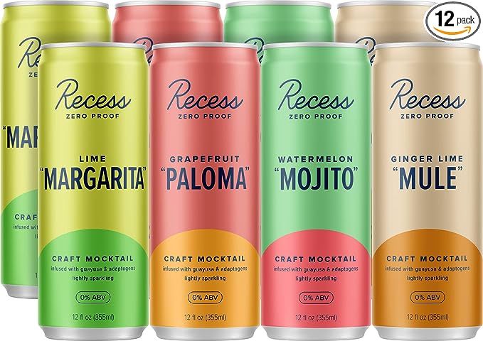 Recess Zero Proof Craft Mocktails, Alcohol Free Drinks, With Adaptogens, Non-Alcoholic Beverage R... | Amazon (US)