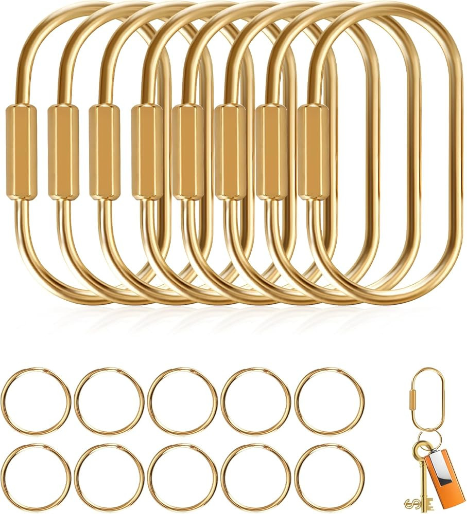 Brass Key Rings Bulk, Gold Key Chain Organizer Holder for Men Women with Secure Screw Locking, Cu... | Amazon (US)
