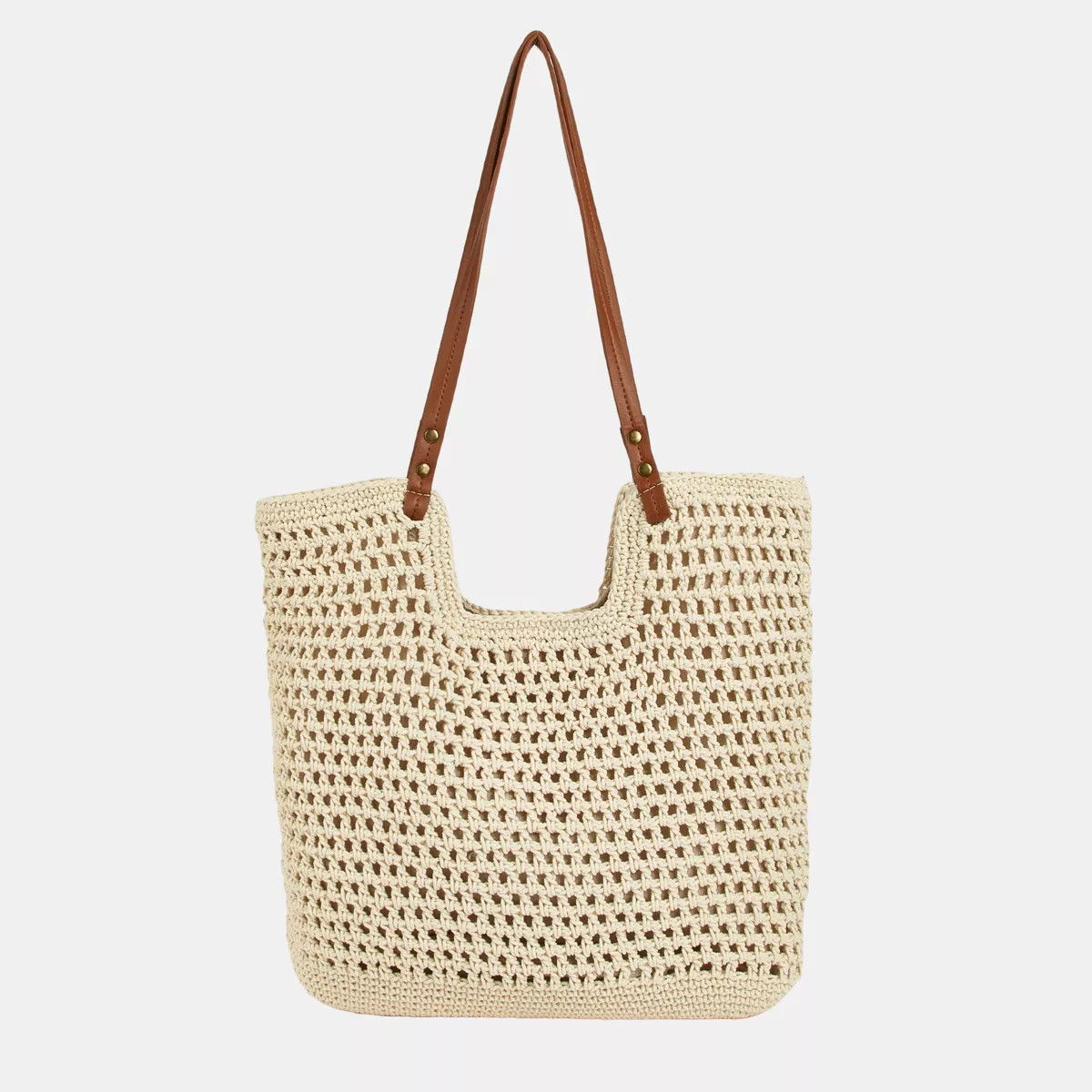 Women's Beige & Brown Crochet Tote - Cupshe | Target