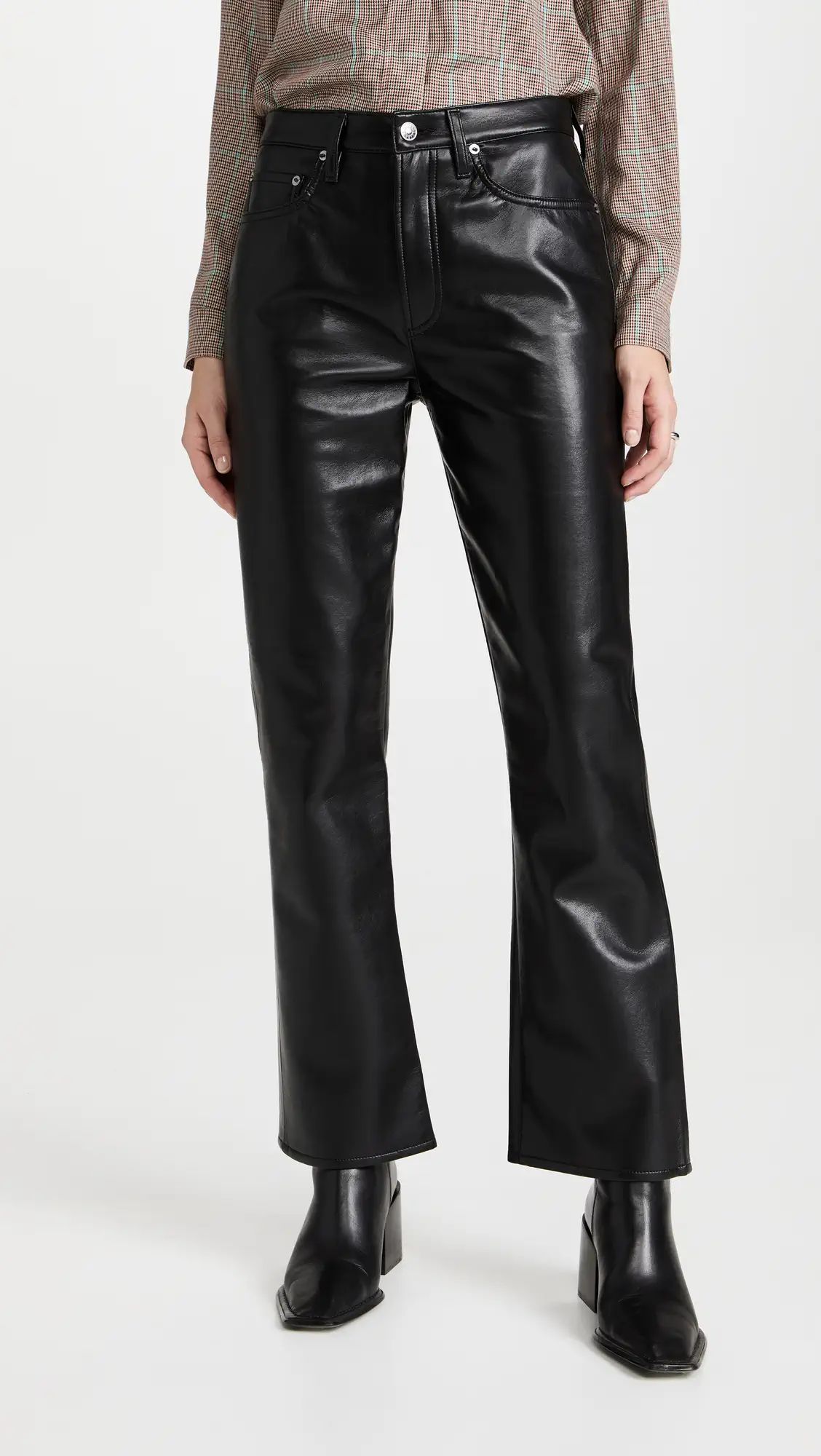 AGOLDE Recycled Leather Mid Rise Relaxed Boot Pants | Shopbop | Shopbop