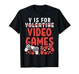 V Is For Video Games Funny Valentines Day Gamer Boy Men Gift T-Shirt | Amazon (US)