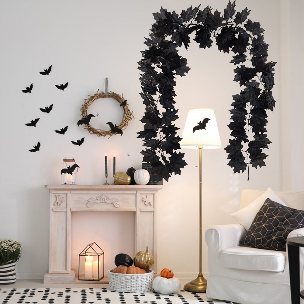 Mysterious Fall Maple Leaf Garland Lights, 5.9FT Hanging Black Autumn Leaves Vine, Artificial Hal... | Walmart (US)