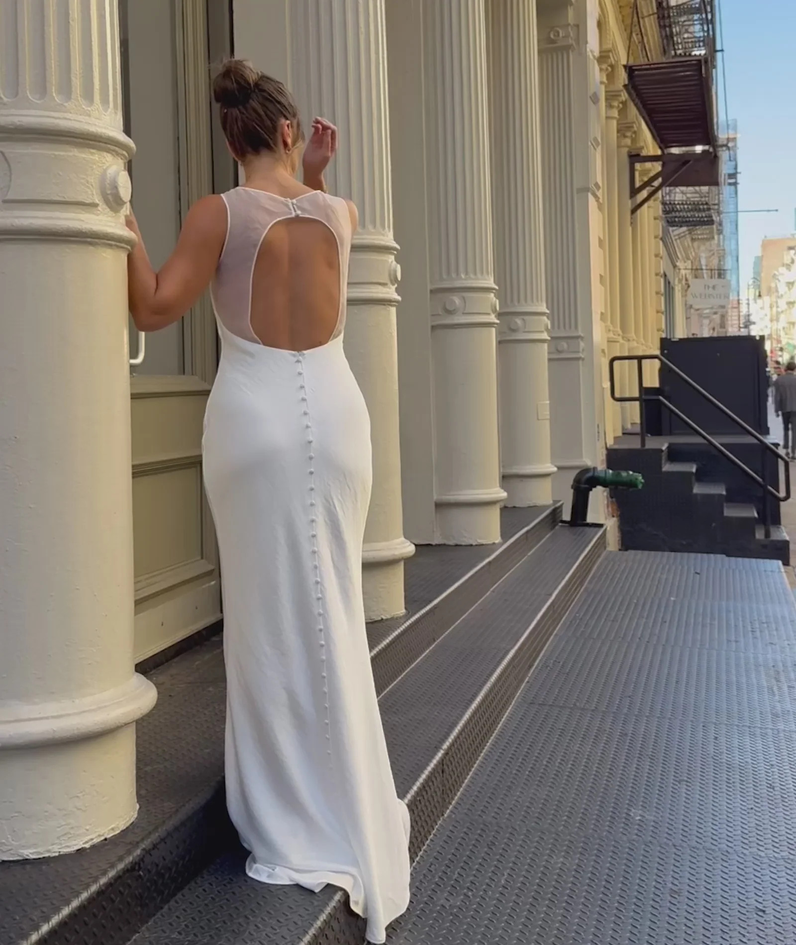 Organza Open Back Maxi Dress - Ivory | Six Stories