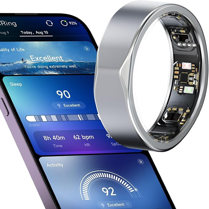 JCRing Smart Ring Fitness Tracker, Sleep Tracking Wearable, Accurate Monitoring of Pedometer, Hea... | Amazon (US)