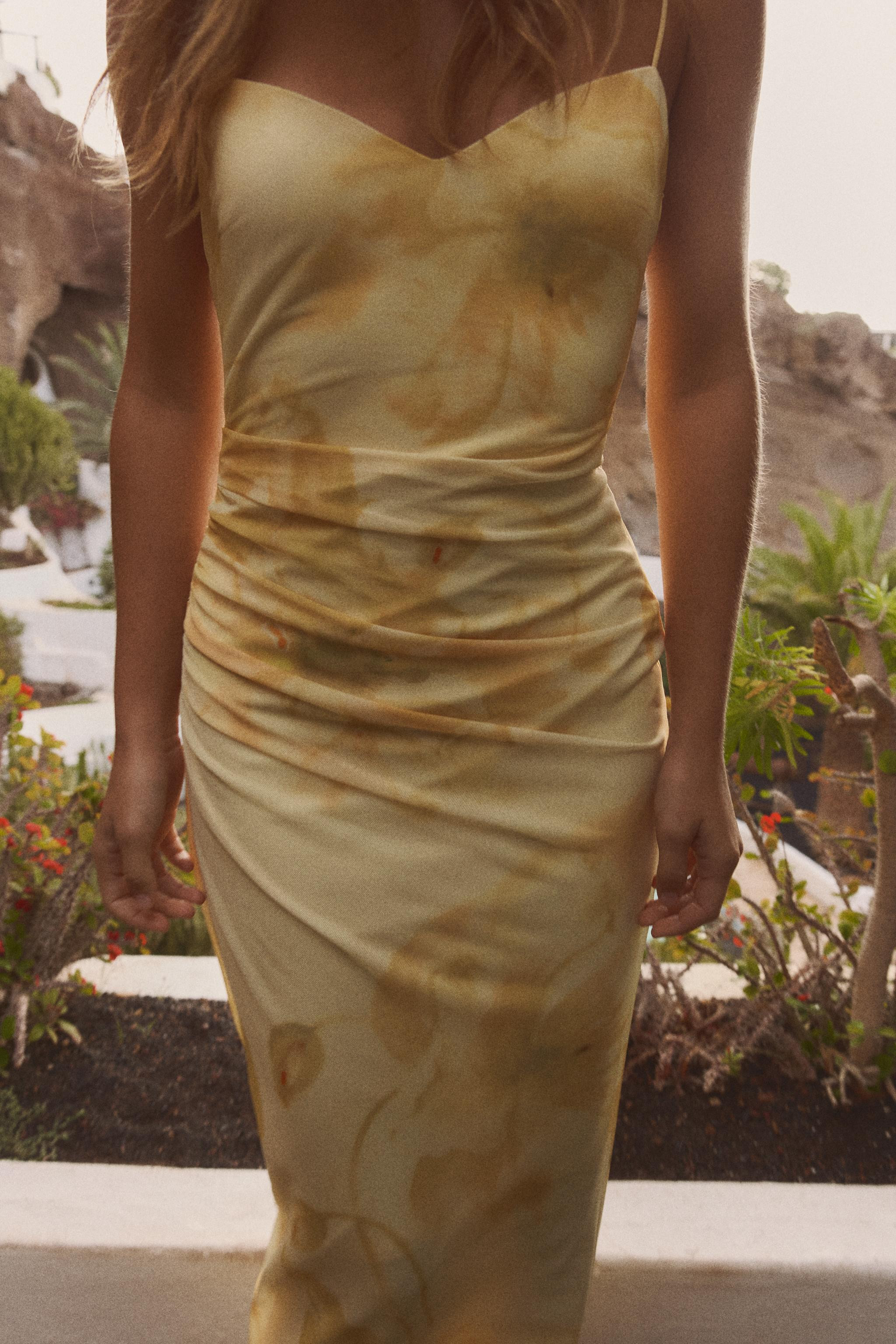 PRINTED TULLE MIDI DRESS | Zara US