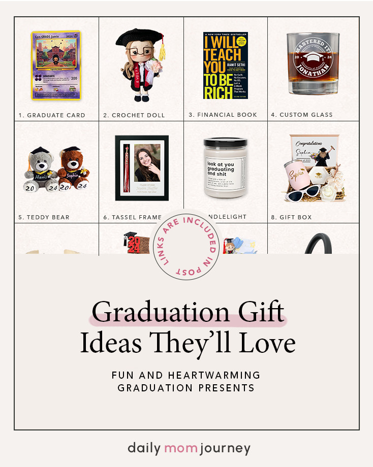 Cheers to the graduate! 🥂🎓 Celebrate their hard work with a one-of-a-kind graduation gift—whether it’s something sentimental, practical, or just plain fun! Which one do you love most? 🎁🎉 Check out 24+ unique gift ideas here 👉 https://dailymomjourney.com/graduation-gift-ideas/ #GraduationGifts #CelebrateSuccess #ClassOf2024 

 #LTKParties #LTKFamily