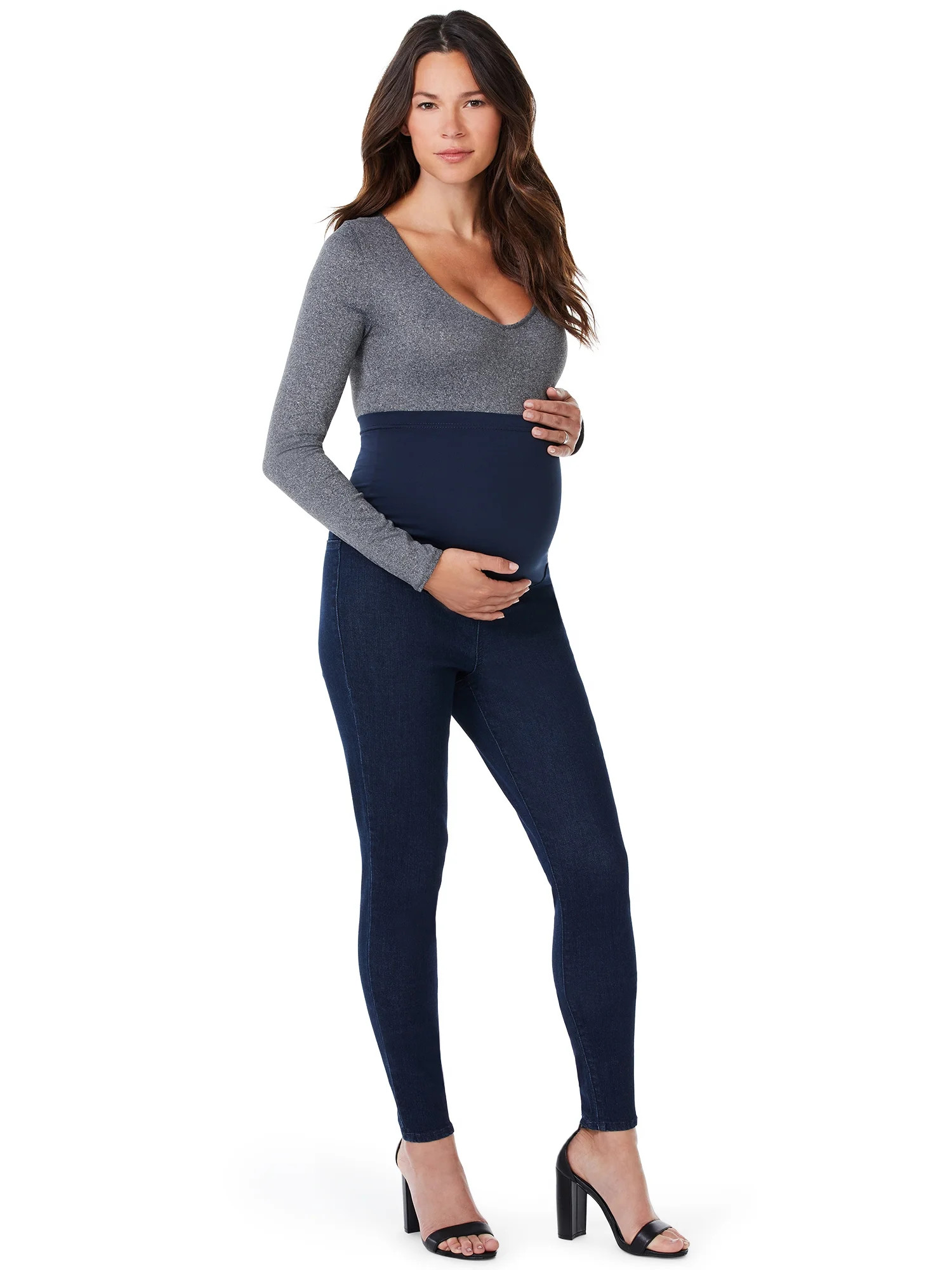 Sofia Jeans by Sofia Vergara Rosa Curvy Maternity Jeggings with Full Belly Band | Walmart (US)