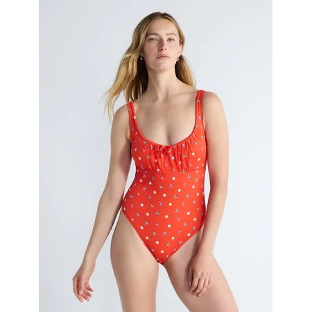 Free Assembly Women's and Women's Plus Cinched Neck One Piece Swimsuit, Sizes XS-3X | Walmart (US)