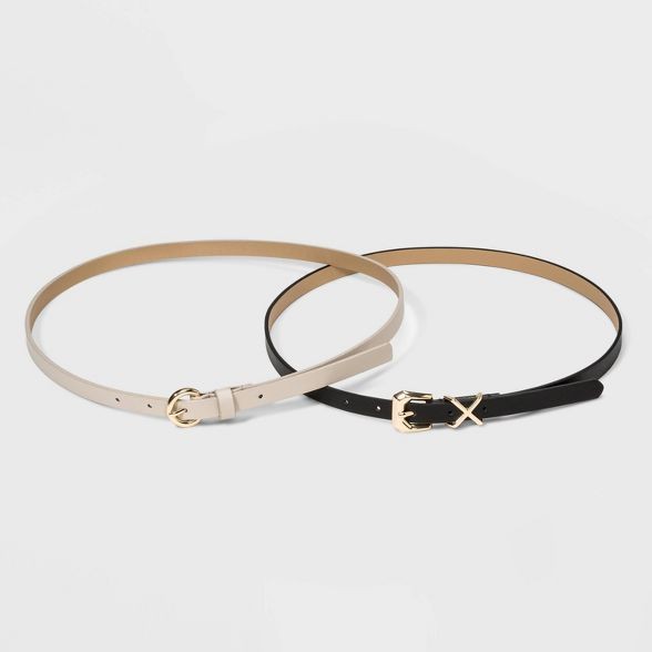 Women's 2 Pack Mini Round Sculpted Harness Belt - A New Day™ Black | Target