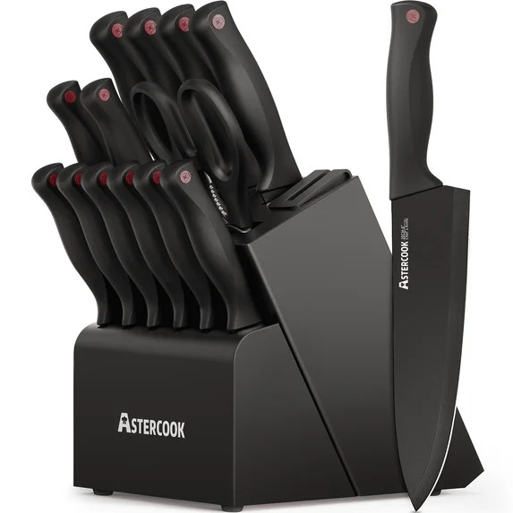 Astercook 14-Piece Kitchen Knife Set, Knives Block Set with Built-in Sharpener, Healthy Anti-Rust... | Walmart (US)