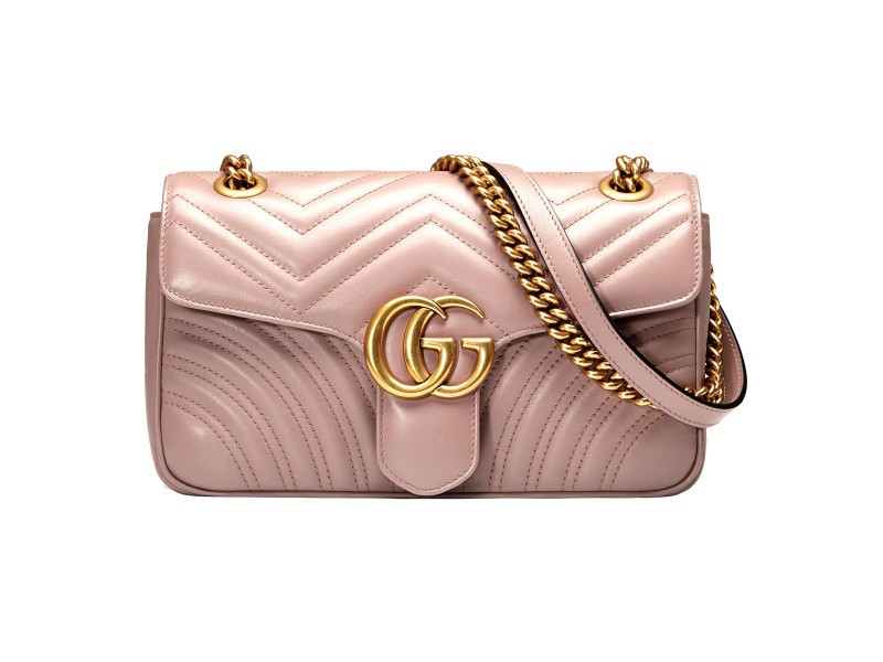 Gucci Small GG Marmont in Dusty Pink Camera Bag with Flap Closure Handbag | JTV Jewelry