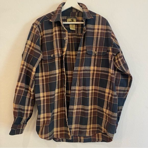 Vintage Thick Flannel Shacket Brown and Blue Size Large | Poshmark