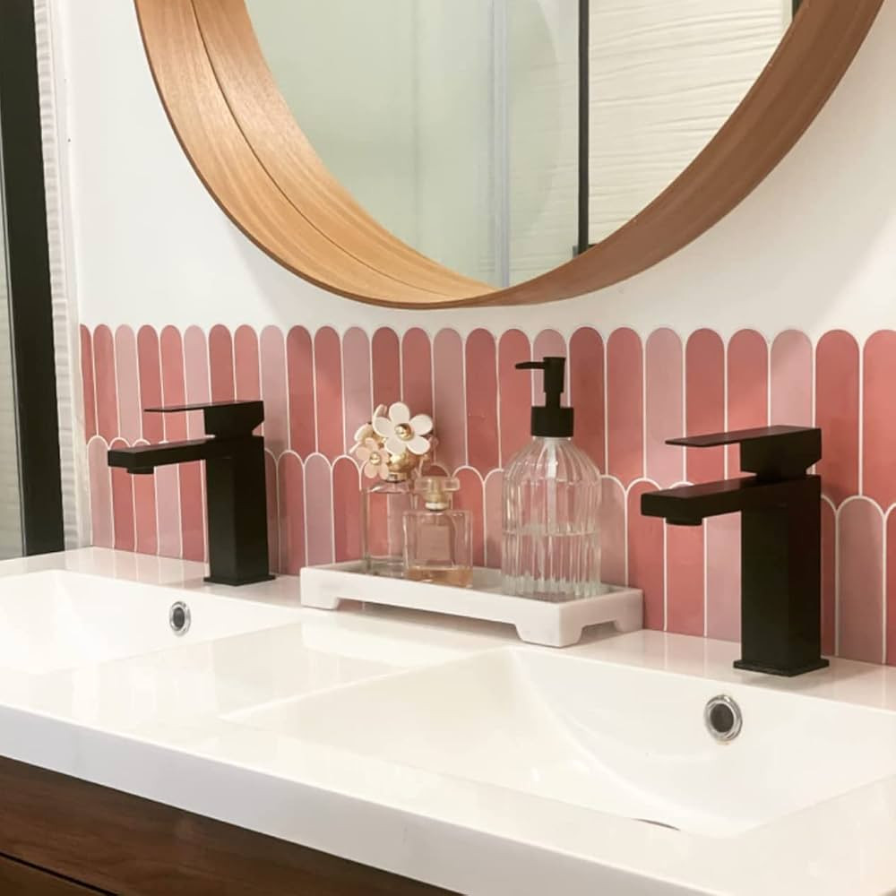 Pink Peel and Stick Backsplash Tile, Self Adhesive Feather Peacock Temporary Kitchen Backsplash T... | Amazon (US)