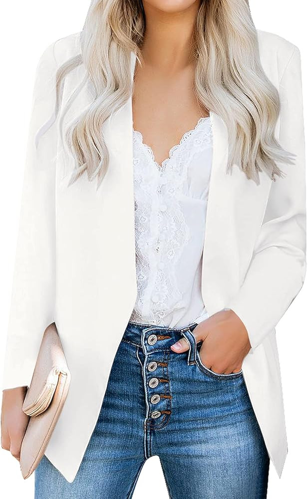 luvamia Women's Casual Long Sleeve Lapel Button Slim Work Office Blazer Jacket | Amazon (US)