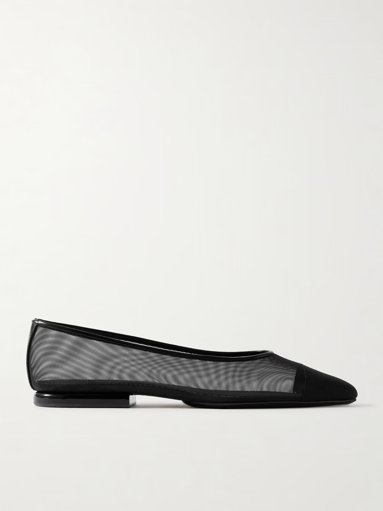Loro Piana - Primula Leather-trimmed Mesh Point-toe Flats - Black | NET-A-PORTER (US)