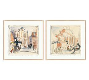Piazza Sketch Framed Print | Pottery Barn (US)