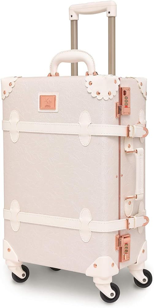 urecity Retro Hardside Luggage with Wheels Spinner Vintage Suitcase for Women and Girls (Rose Whi... | Amazon (US)