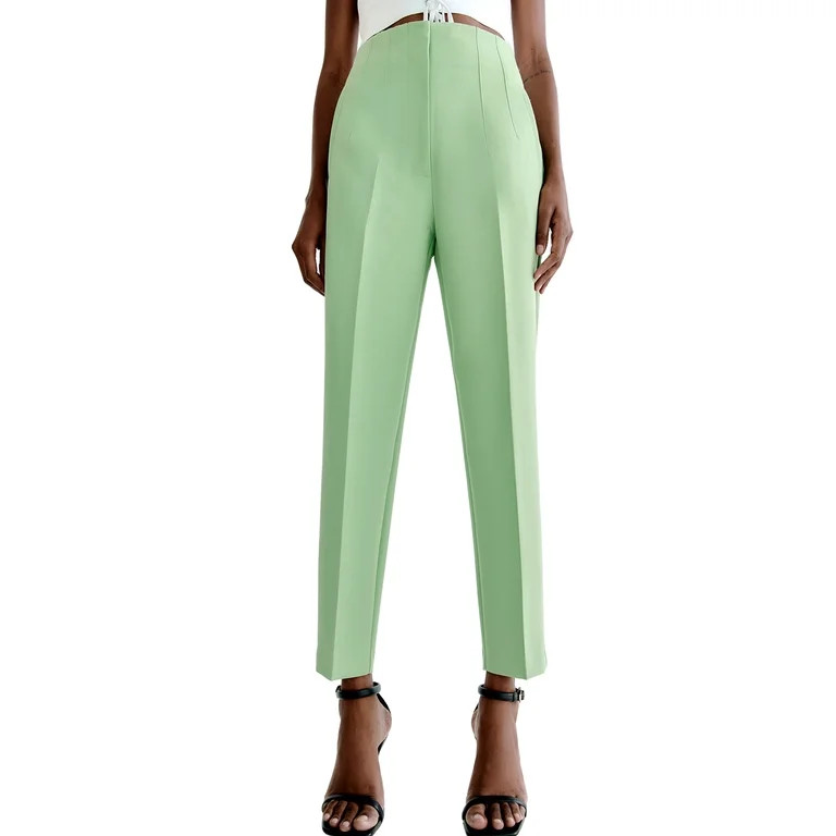 Mumubreal Women's High Waisted Dress Pants Work Business Casual Slacks Tapered Ankle Pants with P... | Walmart (US)